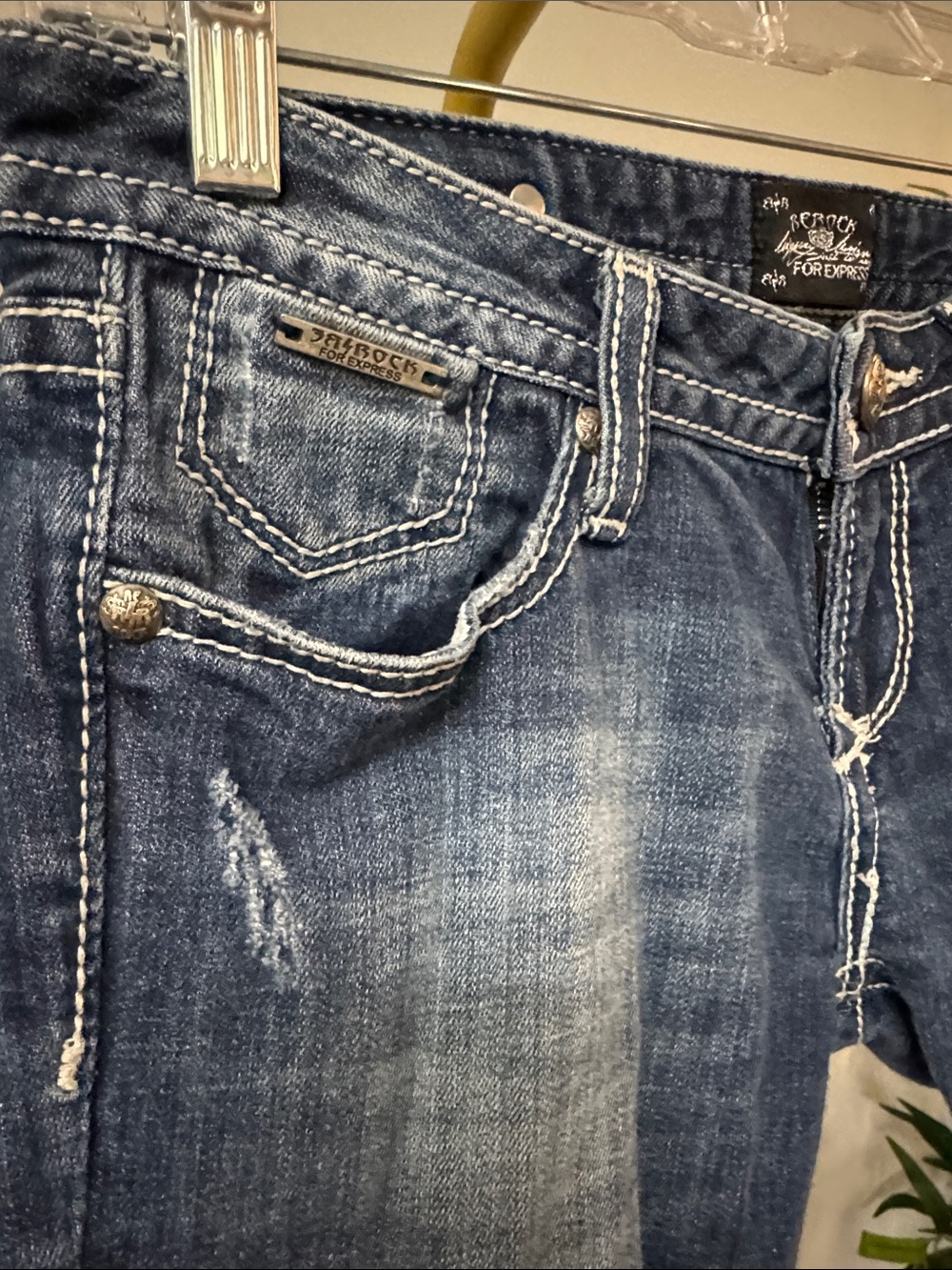 Rerock for express Y2K  low rise bootcut  Jeans with Embroidered Back Pockets 4 - Picture 8 of 14